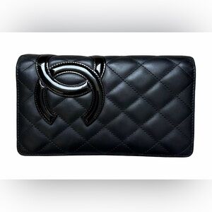 Chanel Black Leather Cambon Ligne Bifold Wallet